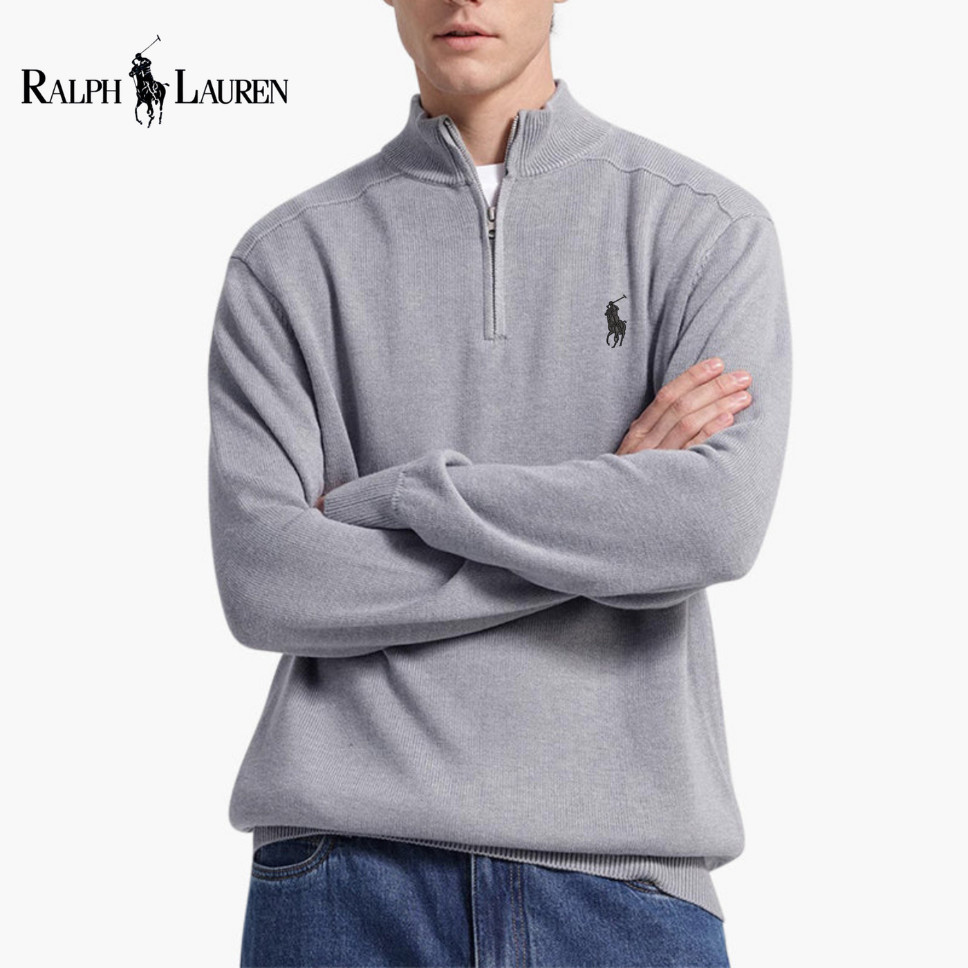 Pull Demi-Zip Ꮢalph Ꮮаᴜгеn Laine Mérinos
