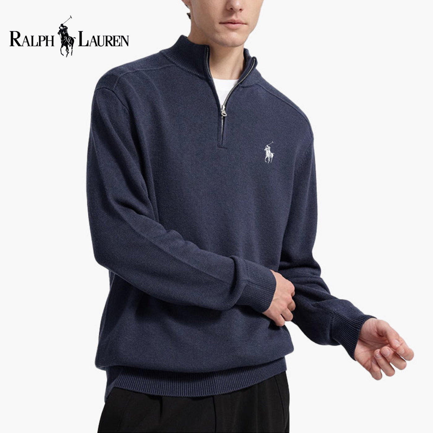 Pull Demi-Zip Ꮢalph Ꮮаᴜгеn Laine Mérinos
