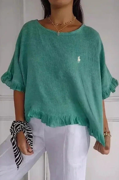 Liquidation 🔥 Chemisier en lin à volants et col rond Ralph Lauren pour femme