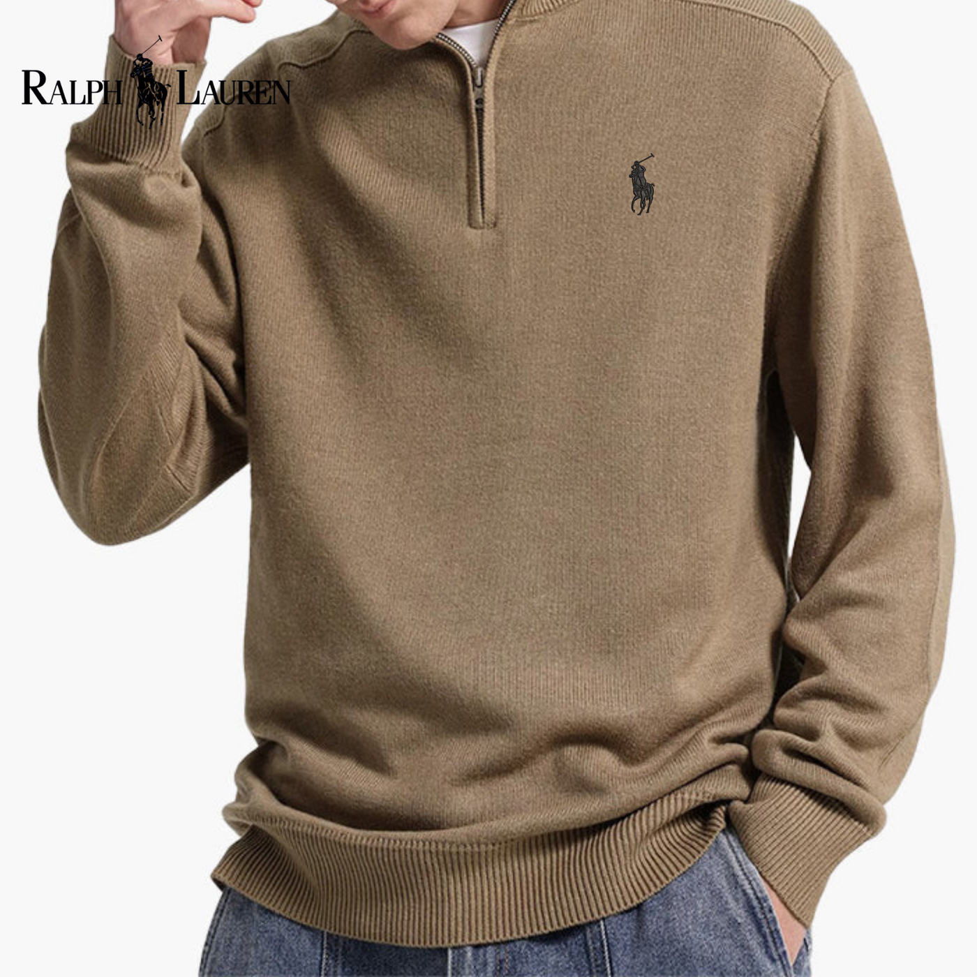 Pull Demi-Zip Ꮢalph Ꮮаᴜгеn Laine Mérinos