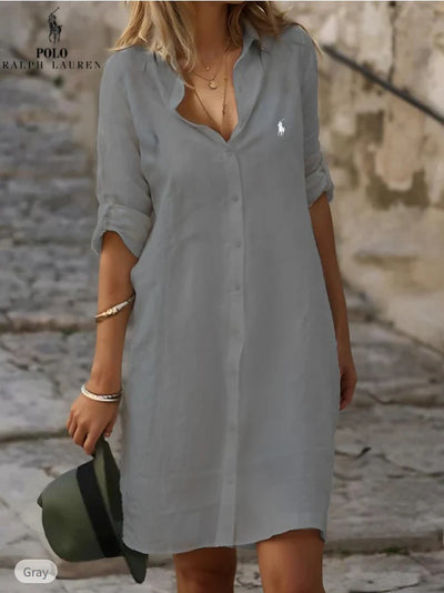 🇫🇷  Robe‑chemise essentielle en lin et coton – DESTOCKAGE
